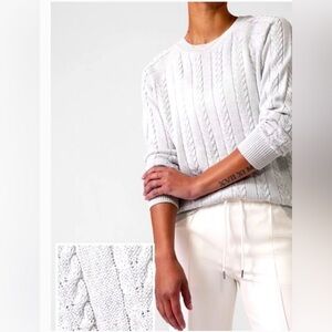 NWT Athleta Hawthorn Cable Knit Textured Crew Sweater Metallic Silver Size 3X